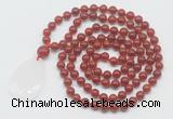 GMN5218 Hand-knotted 8mm, 10mm red agate 108 beads mala necklace with pendant