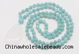 GMN5230 Hand-knotted 8mm, 10mm amazonite 108 beads mala necklace with pendant