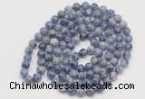 GMN525 Hand-knotted 8mm, 10mm blue spot stone 108 beads mala necklaces