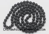 GMN538 Hand-knotted 8mm, 10mm black lava 108 beads mala necklaces