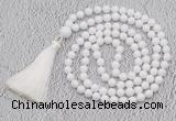 GMN58 Hand-knotted 8mm candy jade 108 beads mala necklace with tassel