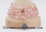GMN5802 Hand-knotted 6mm matter volcano cherry quartz 108 beads mala necklaces with charm