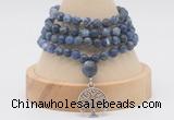GMN5807 Hand-knotted 6mm matter sodalite 108 beads mala necklaces with charm