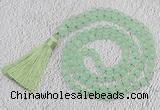 GMN60 Hand-knotted 8mm candy jade 108 beads mala necklace with tassel