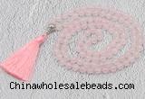 GMN600 Hand-knotted 8mm, 10mm rose quartz 108 beads mala necklaces with tassel