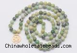 GMN6029 Knotted 8mm, 10mm Australia chrysoprase 108 beads mala necklace with charm