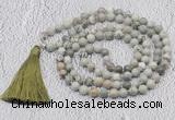 GMN610 Hand-knotted 8mm, 10mm artistic jasper 108 beads mala necklaces with tassel