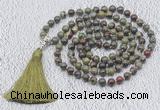 GMN614 Hand-knotted 8mm, 10mm dragon blood jasper 108 beads mala necklaces with tassel