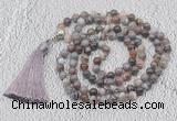 GMN619 Hand-knotted 8mm, 10mm Botswana agate 108 beads mala necklaces with tassel