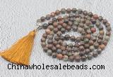 GMN622 Hand-knotted 8mm, 10mm ocean agate 108 beads mala necklaces with tassel