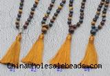 GMN630 Hand-knotted 8mm, 10mm colorfull tiger eye 108 beads mala necklaces with tassel