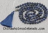 GMN631 Hand-knotted 8mm, 10mm sodalite 108 beads mala necklaces with tassel