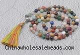 GMN632 Hand-knotted 8mm, 10mm colorfull gemstone 108 beads mala necklaces with tassel