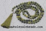 GMN636 Hand-knotted 8mm, 10mm Canadian jade 108 beads mala necklaces with tassel