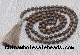 GMN641 Hand-knotted 8mm, 10mm bronzite 108 beads mala necklaces with tassel