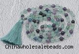 GMN642 Hand-knotted 8mm, 10mm fluorite 108 beads mala necklaces with tassel