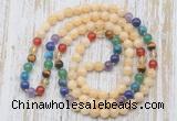 GMN6420 Hand-knotted 7 Chakra 8mm, 10mm honey jade 108 beads mala necklaces