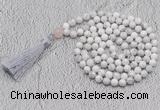 GMN657 Hand-knotted 8mm, 10mm white howlite 108 beads mala necklaces with tassel