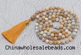 GMN697 Hand-knotted 8mm, 10mm crazy lace agate 108 beads mala necklaces with tassel