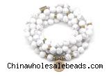 GMN7001 8mm matte white howlite 108 mala beads wrap bracelet necklaces