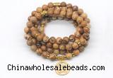 GMN7016 8mm picture jasper 108 mala beads wrap bracelet necklace