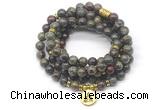 GMN7020 8mm dragon blood jasper 108 mala beads wrap bracelet necklace