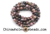 GMN7032 8mm rhodonite 108 mala beads wrap bracelet necklace