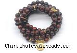 GMN7043 8mm red tiger eye 108 mala beads wrap bracelet necklace