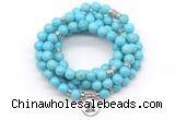 GMN7053 8mm blue howlite 108 mala beads wrap bracelet necklaces