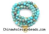 GMN7055 8mm blue sea sediment jasper 108 mala beads wrap bracelet necklaces