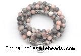 GMN7058 8mm pink zebra jasper 108 mala beads wrap bracelet necklaces