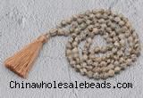 GMN706 Hand-knotted 8mm, 10mm feldspar 108 beads mala necklaces with tassel