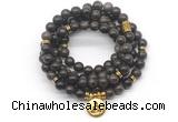 GMN7061 8mm coffee jasper 108 mala beads wrap bracelet necklaces