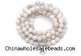 GMN7063 8mm white crazy lace agate 108 mala beads wrap bracelet necklaces