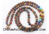 GMN7092 7 Chakra 8mm picasso jasper 108 mala beads wrap bracelet necklaces