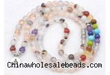 GMN7117 7 Chakra 8mm montana agate 108 mala beads wrap bracelet necklaces