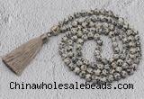 GMN715 Hand-knotted 8mm, 10mm dalmatian jasper 108 beads mala necklaces with tassel