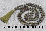 GMN716 Hand-knotted 8mm, 10mm dragon blood jasper 108 beads mala necklaces with tassel