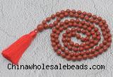 GMN719 Hand-knotted 8mm, 10mm red jasper 108 beads mala necklaces with tassel