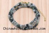 GMN7203 4mm faceted round tiny moss agate beaded necklace jewelry