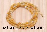 GMN7208 4mm faceted round tiny yellow aventurine beaded necklace jewelry