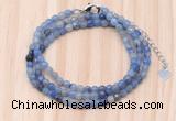 GMN7210 4mm faceted round tiny blue aventurine beaded necklace jewelry