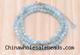 GMN7213 4mm faceted round tiny amazonite beaded necklace jewelry