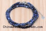 GMN7217 4mm faceted round tiny sodalite beaded necklace jewelry