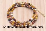 GMN7233 4mm faceted round tiny mookaite jasper beaded necklace jewelry