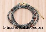 GMN7235 4mm faceted round tiny African bloodstone beaded necklace jewelry