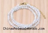 GMN7251 4mm faceted round tiny white moonstone beaded necklace jewelry