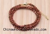 GMN7265 4mm faceted round goldstone beaded necklace jewelry