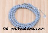 GMN7268 4mm faceted round blue angel skin beaded necklace jewelry