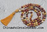 GMN727 Hand-knotted 8mm, 10mm mookaite 108 beads mala necklaces with tassel
